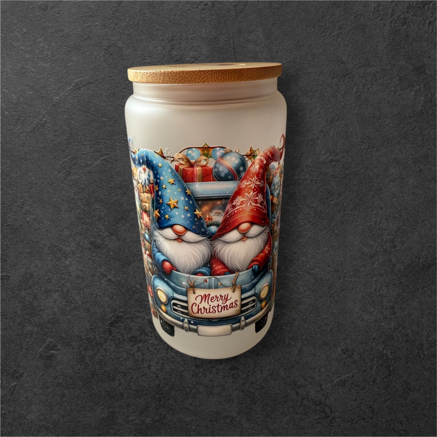 Trinkglas Wichtel Auto