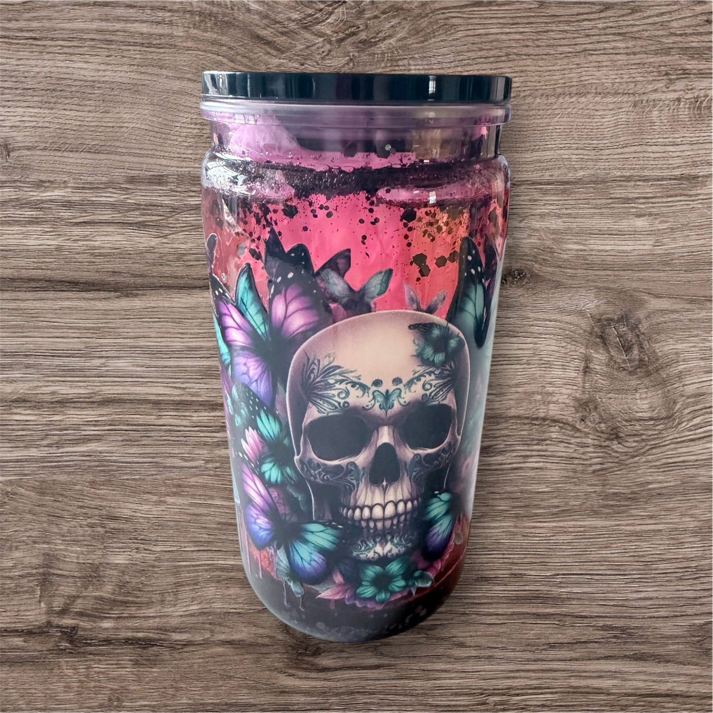 Glitzerbecher Totenkopf