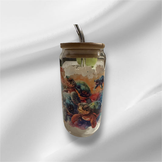 Klares Glas mit UV DTF Druck