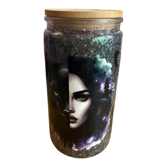 Glitzerbecher Panther/Frau