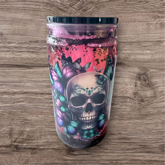 Glitzerbecher Totenkopf